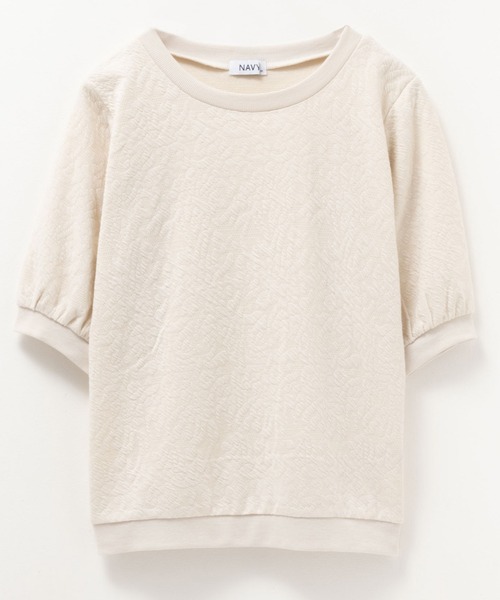 NAVY(ネイビー)の「NAVY 花柄ジャガードプルオーバー5分袖(Tシャツ/カットソー・レディース・オフホワイト/ブラック/ピンク・M/L)」の14枚目の写真