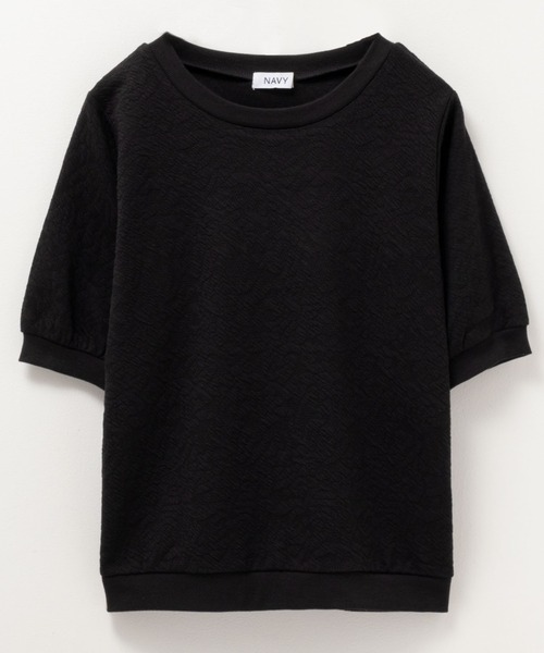 NAVY(ネイビー)の「NAVY 花柄ジャガードプルオーバー5分袖(Tシャツ/カットソー・レディース・オフホワイト/ブラック/ピンク・M/L)」の12枚目の写真