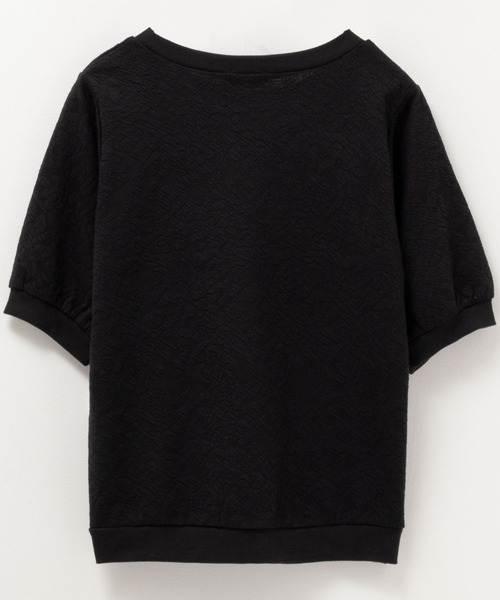 NAVY(ネイビー)の「NAVY 花柄ジャガードプルオーバー5分袖(Tシャツ/カットソー・レディース・オフホワイト/ブラック/ピンク・M/L)」の11枚目の写真