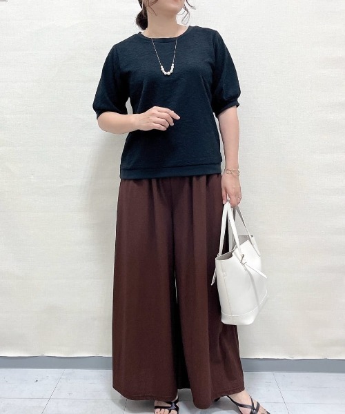 NAVY(ネイビー)の「NAVY 花柄ジャガードプルオーバー5分袖(Tシャツ/カットソー・レディース・オフホワイト/ブラック/ピンク・M/L)」の20枚目の写真