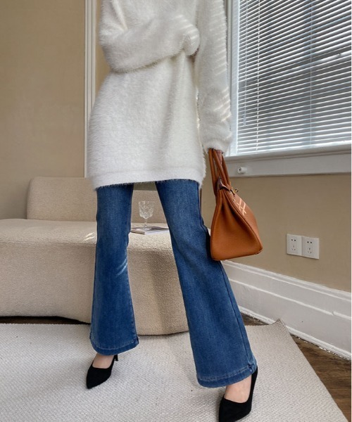 kirakiraShop(キラキラショップ)の「ストレッチ ハイウエスト スリム ブーツ カット デニム(デニムパンツ・レディース・ブラック/ブルー・S/M/L/XL)」の15枚目の写真