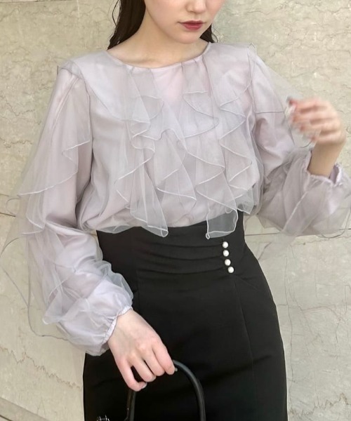 JILL by JILL STUART（ジルバイジルスチュアート）の「◇フリルブラウス（シャツ/ブラウス・レディース・ラベンダー/ホワイト系その他/ピンク・FREE）」の3枚目の写真