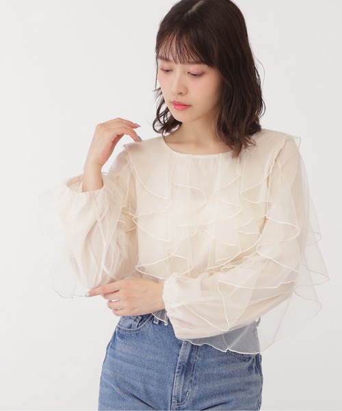 JILL by JILL STUART（ジルバイジルスチュアート）の「◇フリルブラウス（シャツ/ブラウス・レディース・ラベンダー/ホワイト系その他/ピンク・FREE）」の7枚目の写真