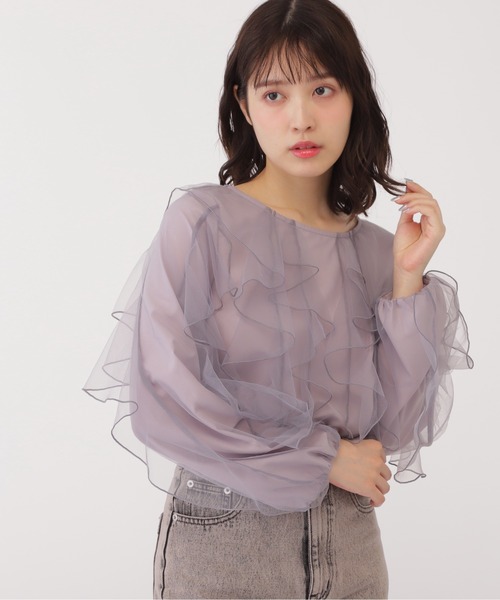 JILL by JILL STUART（ジルバイジルスチュアート）の「◇フリルブラウス（シャツ/ブラウス・レディース・ラベンダー/ホワイト系その他/ピンク・FREE）」の4枚目の写真