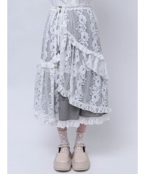 merry jenny（メリージェニー）の「flowerレースエプロン（スカート・レディース・ブラック/オフホワイト・FREE）」の18枚目の写真