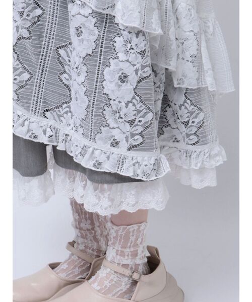 merry jenny（メリージェニー）の「flowerレースエプロン（スカート・レディース・ブラック/オフホワイト・FREE）」の6枚目の写真