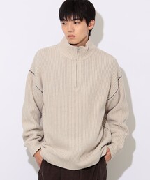 ハーフジップ」に該当するメンズのニット/セーター（ホワイト/白色系