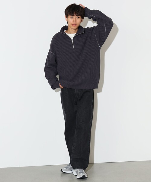 BEAMS HEART(ビームスハート)の「【ユニセックス】ハーフジップ 片畦 ニット(ニット/セーター・メンズ・オフホワイト/チャコールグレー/ブラック・SMALL/MEDIUM/LARGE)」の9枚目の写真