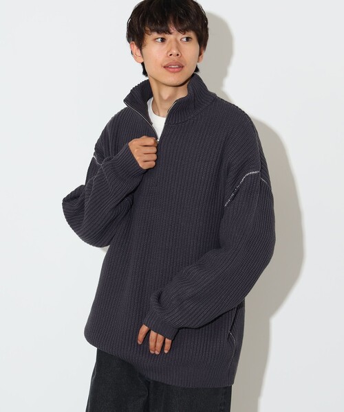 BEAMS HEART(ビームスハート)の「【ユニセックス】ハーフジップ 片畦 ニット(ニット/セーター・メンズ・オフホワイト/チャコールグレー/ブラック・SMALL/MEDIUM/LARGE)」の12枚目の写真