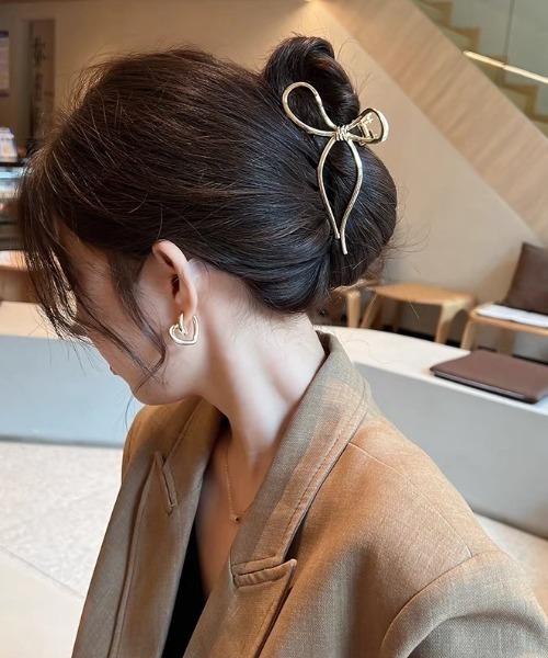 セール】メタルリボンヘアクリップ（バレッタ/ヘアクリップ