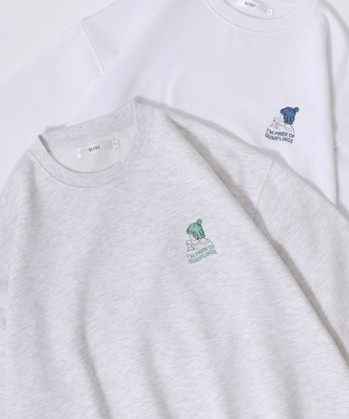 SITRY(シトリー)の「SITRY Girl Embroidery Sweat Shirt/別注 オーバーサイズ ガール ワンポイント刺繍 裏起毛 スウェット トレーナー(スウェット・レディース・グレー系その他2/ホワイト/ホワイト系その他/アッシュグレー/ブラック系その他/ホワイト系その他2/ブラック/グレー系その他/ブラック系その他2・M/L/XL)」の7枚目の写真