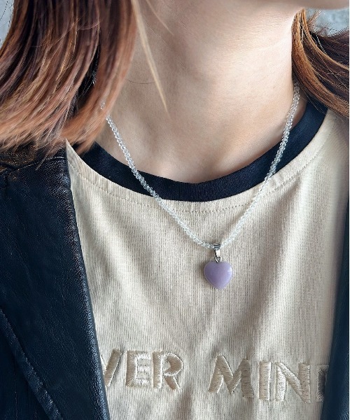 thank U more（サンキューモア）の「カラフルハート ビーズネックレス（ネックレス・レディース・パープル/イエロー/ピンク/ブルー/オレンジ・FREE）」の3枚目の写真