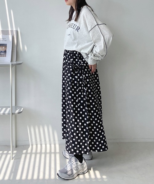 AS KNOW AS plus（アズノゥアズプラス）の「◇配色ロゴビッグサイズロンT（Tシャツ/カットソー・レディース・モカ/オートミール/スミクロ・FREE）」の12枚目の写真