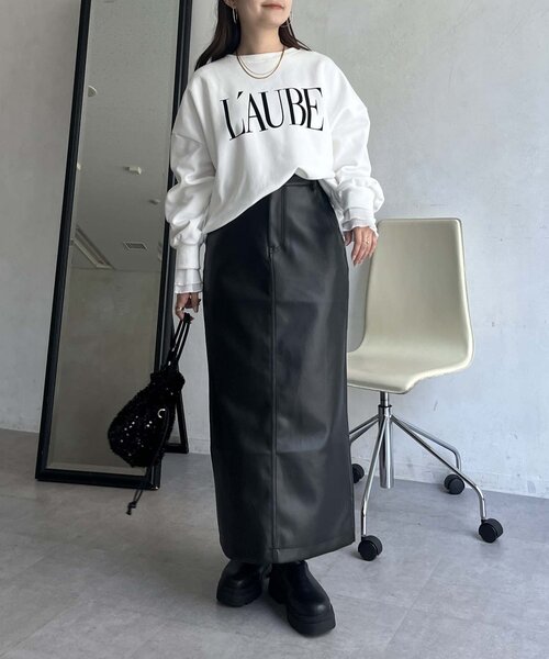 prose verse（プロズヴェール）の「【L'AUBE】プリーツフリルスリーブロゴトップス（Tシャツ/カットソー・レディース・オフホワイト/ブラック・MEDIUM）」の8枚目の写真