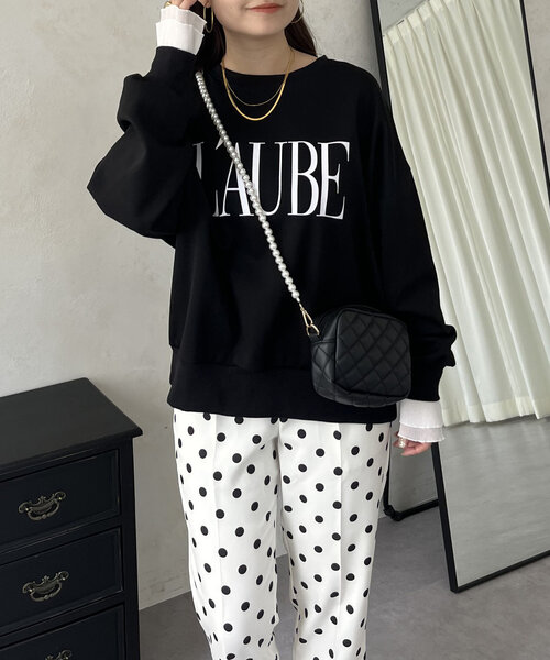 prose verse（プロズヴェール）の「【L'AUBE】プリーツフリルスリーブロゴトップス（Tシャツ/カットソー・レディース・オフホワイト/ブラック・MEDIUM）」の12枚目の写真