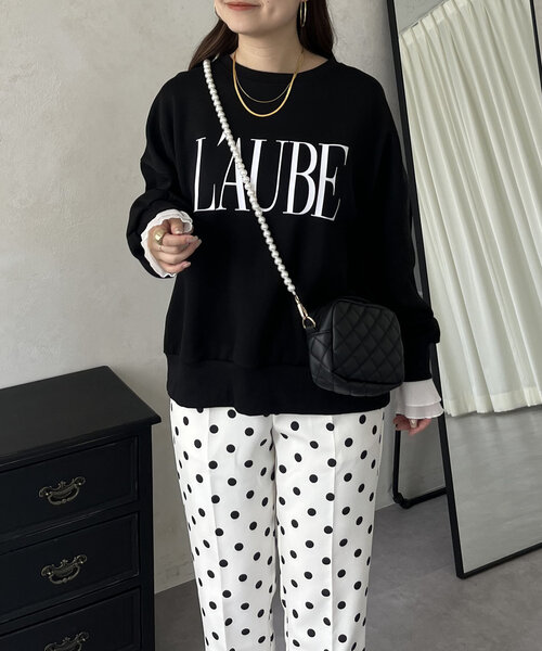 prose verse（プロズヴェール）の「【L'AUBE】プリーツフリルスリーブロゴトップス（Tシャツ/カットソー・レディース・オフホワイト/ブラック・MEDIUM）」の13枚目の写真