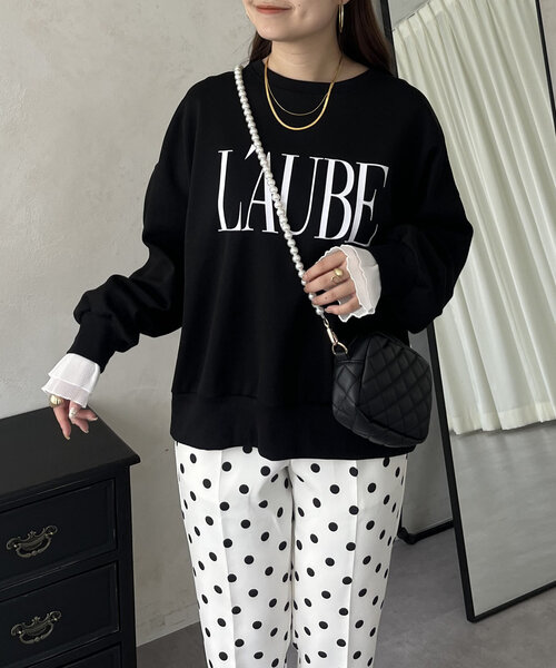prose verse（プロズヴェール）の「【L'AUBE】プリーツフリルスリーブロゴトップス（Tシャツ/カットソー・レディース・オフホワイト/ブラック・MEDIUM）」の15枚目の写真