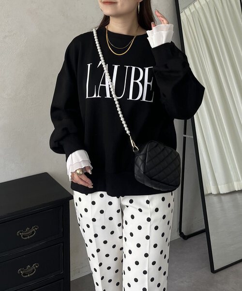 prose verse（プロズヴェール）の「【L'AUBE】プリーツフリルスリーブロゴトップス（Tシャツ/カットソー・レディース・オフホワイト/ブラック・MEDIUM）」の18枚目の写真