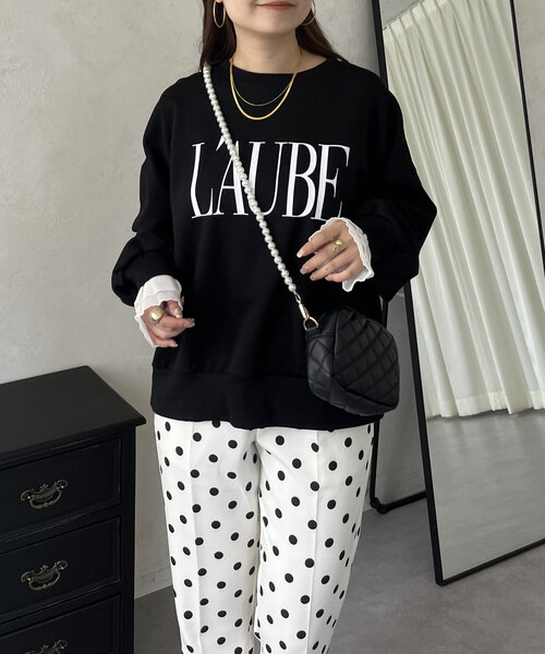 prose verse（プロズヴェール）の「【L'AUBE】プリーツフリルスリーブロゴトップス（Tシャツ/カットソー・レディース・オフホワイト/ブラック・MEDIUM）」の19枚目の写真