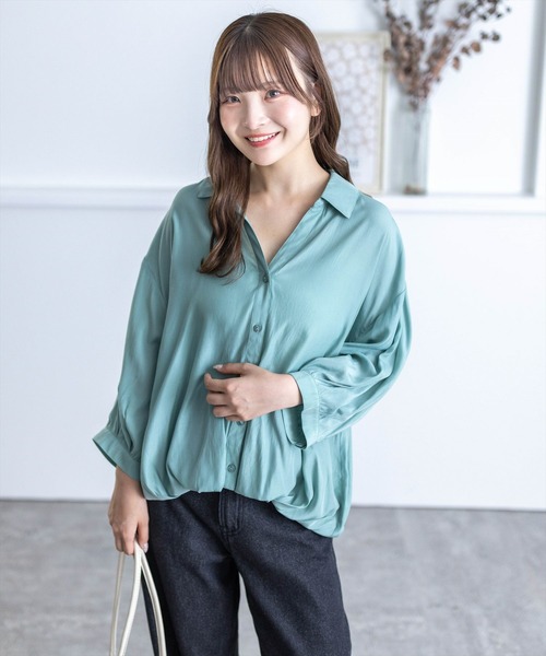 clear（クリア）の「バックスピンドル裾タックブラウス [シンプル可愛い ベーシック]≪再入荷≫（シャツ/ブラウス・レディース・サーモンピンク/グリーン/オフホワイト/ブラック/グレイッシュベージュ・F）」の22枚目の写真