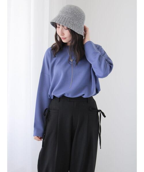 Te chichi TERRASSE（テチチテラス）の「ダンボールポンチョライクトップス（Tシャツ/カットソー・レディース・ブルー/チャコールグレー/オフホワイト・F）」の10枚目の写真