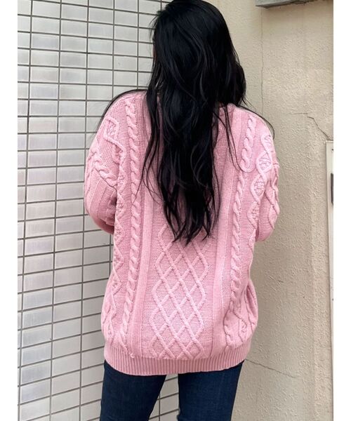 ニット セーター BIG GYGYロゴ刺繍ケーブルニットトップス レディース ジェイダ GYDA BIG GYGYロゴ刺繍ケーブルニットトップス