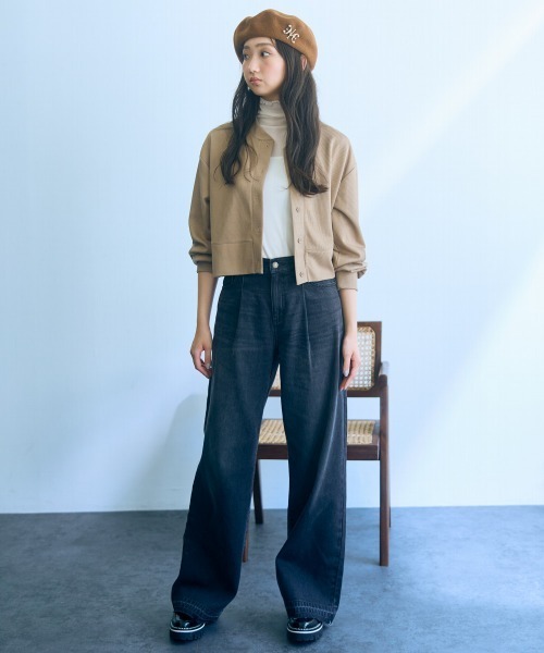 slattgir(スラットジール)の「高身長 綿100%タックデニムワイドパンツ(トールサイズ)Essenave(デニムパンツ・レディース・ライトブルー/ブラック系・64/67/70/73/76/80/84/88/96/104)」の16枚目の写真