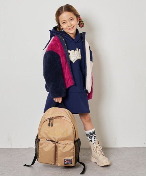 X-girl Stages（エックスガールステージス）の「サガラ刺しゅうフードボアパーカワンピース（ワンピース・キッズ・アイボリー/レッド/ネイビー・80ｃｍ/90cm/110cm/100cm/120cm/130cm/140cm）」の6枚目の写真