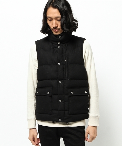 Lui's（ルイス）の「Lui's(ルイス) ウールダウンベスト（ダウンベスト・メンズ・チャコールグレー/ブラック/ライトグレー・MEDIUM/SMALL/LARGE）」の4枚目の写真