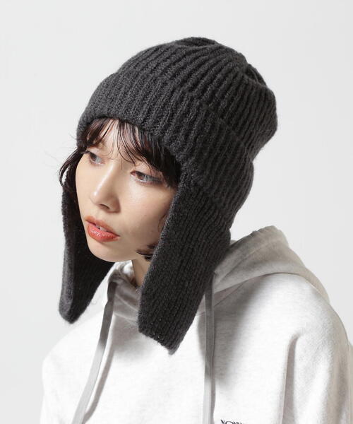 Odds（オッズ）の「ODDS/オッズ　2WAY WATCH 耳当て付きニット帽（ニットキャップ/ビーニー・レディース・ベージュ/チャコールグレー/その他18・F）」の7枚目の写真