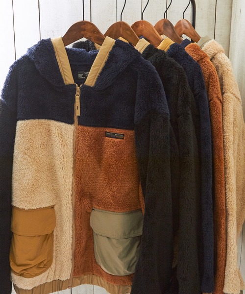 CUBE SUGAR(キューブシュガー)の「ソフトボアジップアップパーカージャケット(パーカー・レディース・ナチュラル/マルチ/ブラック/ネイビー/オレンジ・M)」の6枚目の写真