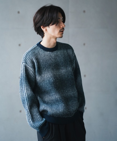 UNION STATION（ユニオンステーション）の「＊WEB限定　オーバーサイズグラデーション ニットセーター（ニット/セーター・メンズ・ブラック/ネイビー/クリーム・M/L）」の13枚目の写真