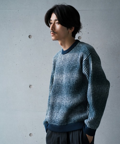 UNION STATION（ユニオンステーション）の「＊WEB限定　オーバーサイズグラデーション ニットセーター（ニット/セーター・メンズ・ブラック/ネイビー/クリーム・M/L）」の18枚目の写真