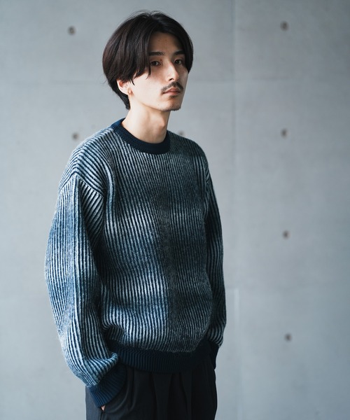 UNION STATION（ユニオンステーション）の「＊WEB限定　オーバーサイズグラデーション ニットセーター（ニット/セーター・メンズ・ブラック/ネイビー/クリーム・M/L）」の19枚目の写真