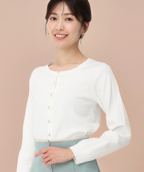 MISCH MASCH（ミッシュマッシュ）の「ベーシックビジュー釦カーディガン/MM448406（ニット/セーター・レディース・ブラック/イエロー/パープル/グレー/ブルー/ホワイト・M/S）」の2枚目の写真