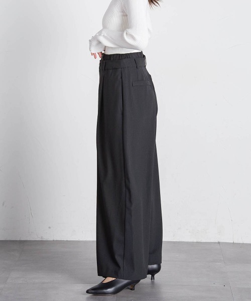 VICKY（ビッキー）の「【セットアップ対応】ストライプワイドパンツ≪手洗い可能≫（スラックス・レディース・ブラック系その他/グレー系その他・M）」の4枚目の写真