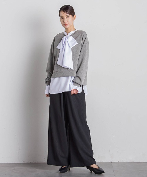 VICKY（ビッキー）の「【セットアップ対応】ストライプワイドパンツ≪手洗い可能≫（スラックス・レディース・ブラック系その他/グレー系その他・M）」の14枚目の写真