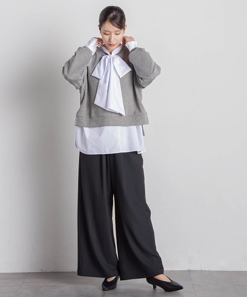 VICKY（ビッキー）の「【セットアップ対応】ストライプワイドパンツ≪手洗い可能≫（スラックス・レディース・ブラック系その他/グレー系その他・M）」の16枚目の写真