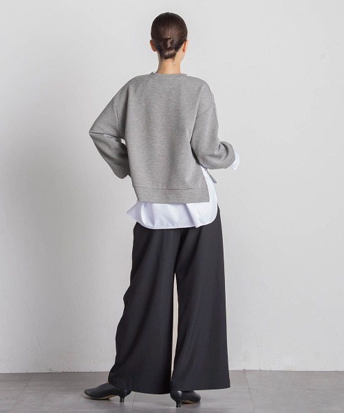 VICKY（ビッキー）の「【セットアップ対応】ストライプワイドパンツ≪手洗い可能≫（スラックス・レディース・ブラック系その他/グレー系その他・M）」の18枚目の写真