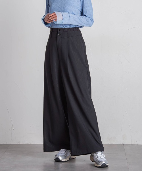 VICKY（ビッキー）の「【セットアップ対応】ストライプワイドパンツ≪手洗い可能≫（スラックス・レディース・ブラック系その他/グレー系その他・M）」の19枚目の写真