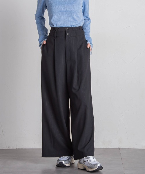 VICKY（ビッキー）の「【セットアップ対応】ストライプワイドパンツ≪手洗い可能≫（スラックス・レディース・ブラック系その他/グレー系その他・M）」の21枚目の写真