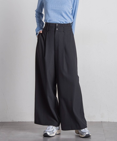 VICKY（ビッキー）の「【セットアップ対応】ストライプワイドパンツ≪手洗い可能≫（スラックス・レディース・ブラック系その他/グレー系その他・M）」の20枚目の写真