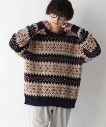 RAGEBLUE | ノルディック柄/クルーネックモールニット(ニット/セーター)