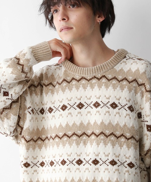 RAGEBLUE（レイジブルー）の「ノルディック柄/クルーネックモールニット（ニット/セーター・メンズ・ホワイト系その他/ベージュ系その他/グレー系その他・LARGE/MEDIUM）」の8枚目の写真
