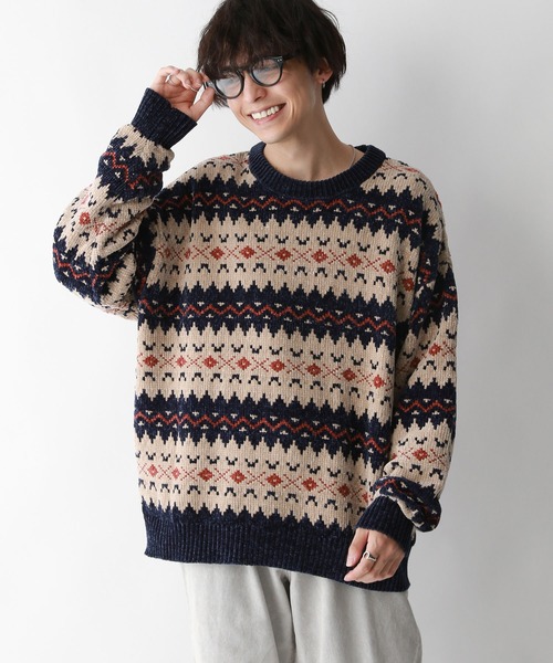 RAGEBLUE（レイジブルー）の「ノルディック柄/クルーネックモールニット（ニット/セーター・メンズ・ホワイト系その他/ベージュ系その他/グレー系その他・LARGE/MEDIUM）」の11枚目の写真