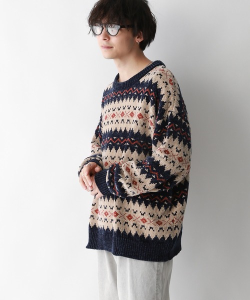RAGEBLUE（レイジブルー）の「ノルディック柄/クルーネックモールニット（ニット/セーター・メンズ・ホワイト系その他/ベージュ系その他/グレー系その他・LARGE/MEDIUM）」の12枚目の写真