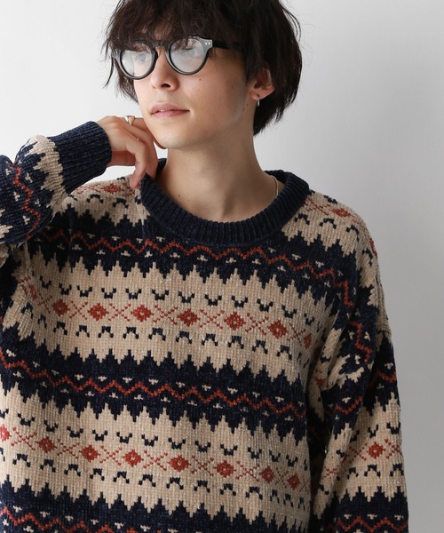 RAGEBLUE（レイジブルー）の「ノルディック柄/クルーネックモールニット（ニット/セーター・メンズ・ホワイト系その他/ベージュ系その他/グレー系その他・LARGE/MEDIUM）」の14枚目の写真