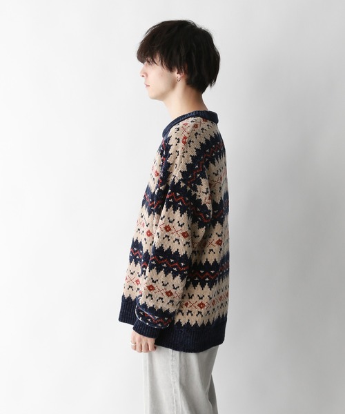 RAGEBLUE（レイジブルー）の「ノルディック柄/クルーネックモールニット（ニット/セーター・メンズ・ホワイト系その他/ベージュ系その他/グレー系その他・LARGE/MEDIUM）」の15枚目の写真