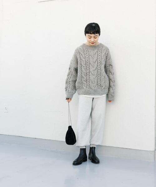 かぐれ（カグレ）の「コットンカシミヤスムースニットパンツ（ニット/セーター・レディース・グレー/オートミール・FREE）」の8枚目の写真