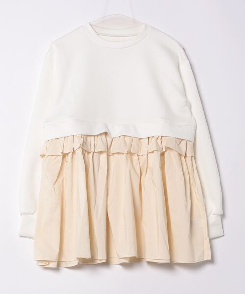 異素材切り替えペプラムトップス（Tシャツ/カットソー）｜STYLEBLOCK（スタイルブロック） 5,659円